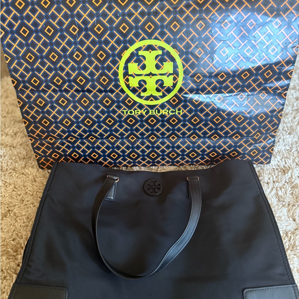 Tory Burch Black Tote with Logo Detail